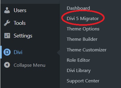 Ga naar de Divi 5 Migrator