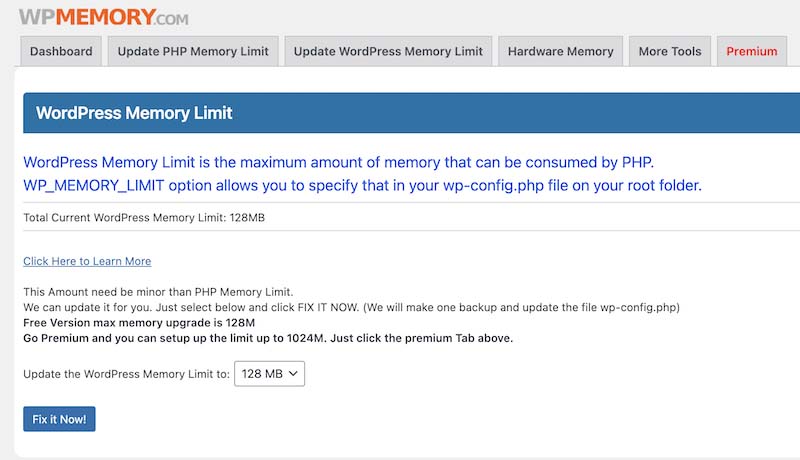 wp-memory-plugin wordpress memory limit vergroten