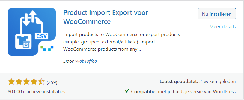 Exporteren WooCommerce met WebToffee plugin