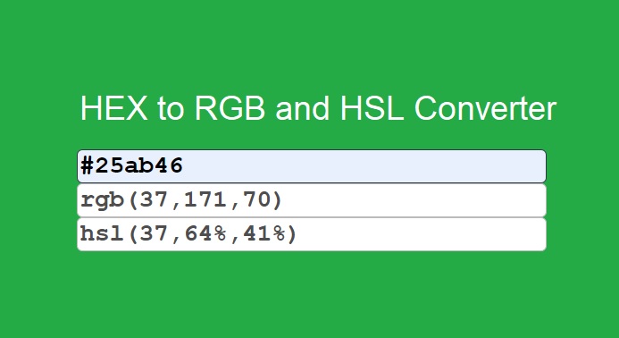 HEX color converter to RGB and HSL plugin
