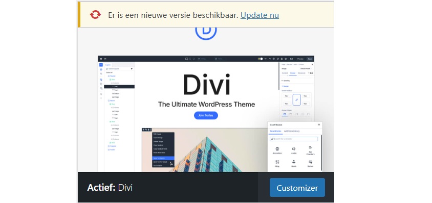 Update Meldingen voor Divi 5 Alpha Versie 2