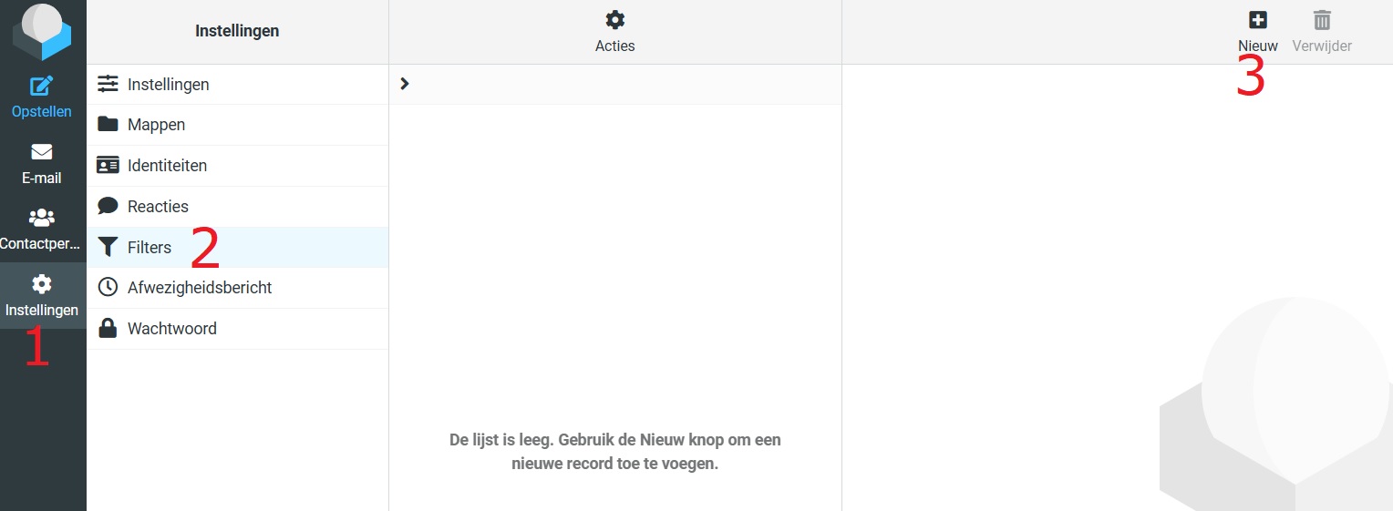 roundcube instellingen filters Nieuw